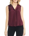 Vince Camuto V-neck Rumple Satin Blouse In Cabernet