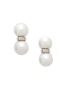 BELPEARL 14K Gold, 9.5mm Freshwater Pearl & Diamond Drop Earrings,0400099699668