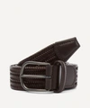 Anderson's Plain Leather Woven Belt In Brown