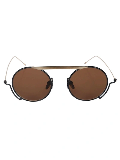 Thom Browne Round-frame Navy And Gold-tone Sunglasses