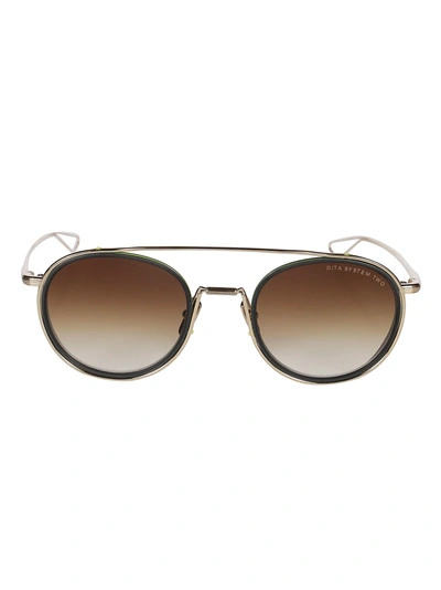 Dita System Two Round Frame Sunglasses In Gold Black