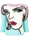 MOSCHINO MOSCHINO PRINTED KNITTED jumper - BLUE
