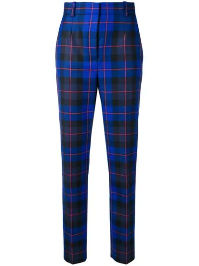 Versace Check Tailored Trousers In Blue