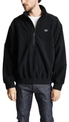 FRED PERRY MONOCHROME HALF-ZIP FLEECE PULLOVER