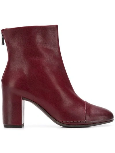 Del Carlo Rear Zip Ankle Boots In Red