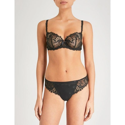 SIMONE PERELE WOMENS SIMONE PERELE WISH STRETCH-TULLE AND LACE UNDERWIRED HALF-CUP BRA,77787897