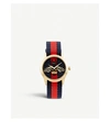 GUCCI YA1264061 G-TIMELESS YELLOW GOLD-PLATED STAINLESS STEEL AND CANVAS WATCH,759-10001-YA1264061