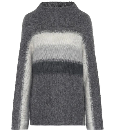 Rag & Bone Holland Stripe Merino Wool & Mohair Blend Sweater In Charcoal