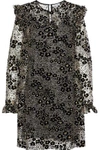 OPENING CEREMONY WOMAN BEAD-EMBELLISHED FLOCKED METALLIC OPEN-KNIT MINI DRESS GOLD,US 1050808870009