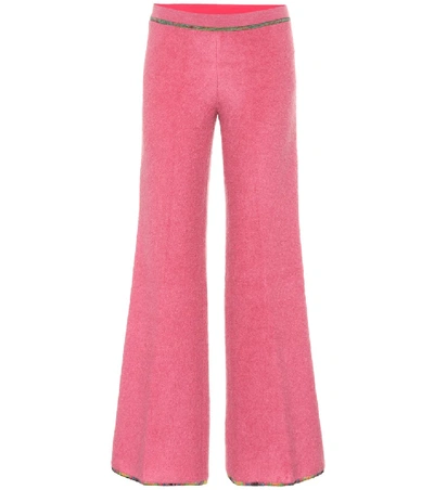 Missoni Low-waisted Wool Blend Flare Trousers In Pink