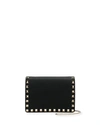 Valentino Rockstud Vitello Chain Clutch Bag In Black