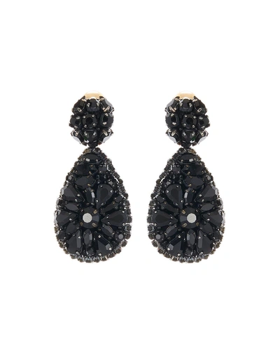 Oscar De La Renta Jeweled Teardrop Clip-on Earrings In Black