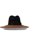 SENSI STUDIO WOMAN GROSGRAIN-TRIMMED TWO-TONE WOOL-FELT FEDORA BROWN,AU 14693524283395383