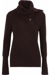 AUTUMN CASHMERE WOMAN RIBBED-KNIT TURTLENECK SWEATER DARK BROWN,US 1874378722821382