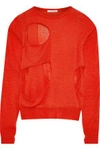 HELMUT LANG HELMUT LANG WOMAN CUTOUT WOOL AND SILK-BLEND SWEATER RED,3074457345619534682