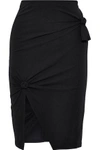 HELMUT LANG KNOTTED STRETCH-COTTON JERSEY SKIRT,3074457345619530670
