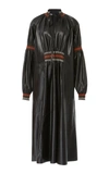 Loewe Embroidered Leather Midi Dress In Black
