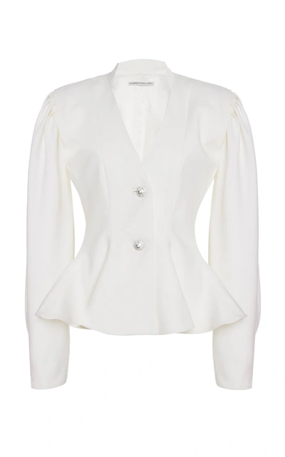 Alessandra Rich Wool Peplum Jacket In White