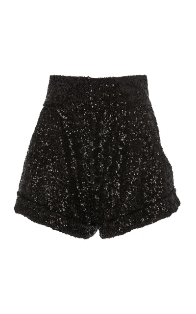Isabel Marant Orta High-rise Sequined Shorts In Black