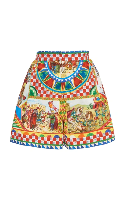 Dolce & Gabbana Cotton Shorts With Sicilian Carretto Print