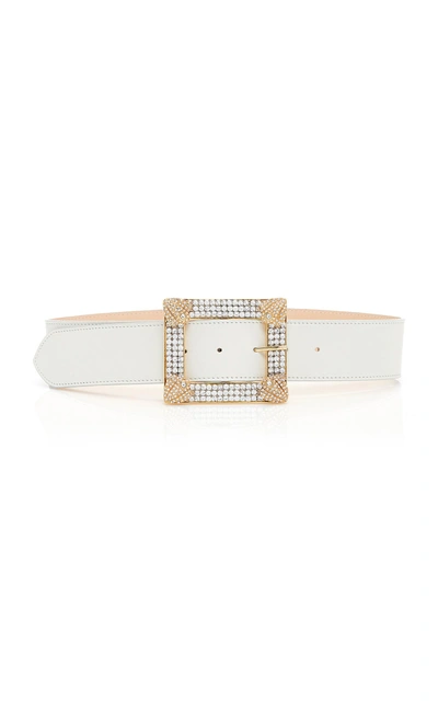 Alessandra Rich Crystal-embellished Leather Belt In White