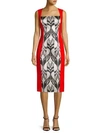 OSCAR DE LA RENTA Printed Sleeveless Knee-Length Dress,0400099528956