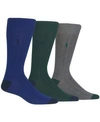 POLO RALPH LAUREN MEN'S SOCKS, SOFT TOUCH RIBBED HEEL TOE 3 PACK