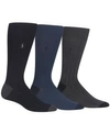 Polo Ralph Lauren Men's Socks, Soft Touch Ribbed Heel Toe 3 Pack In Black/blue/charcoal