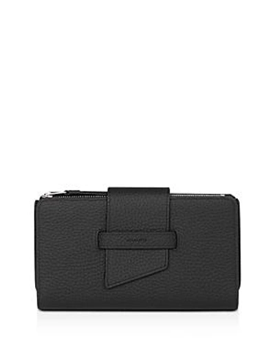 Allsaints Ray Leather Wallet In Black/silver