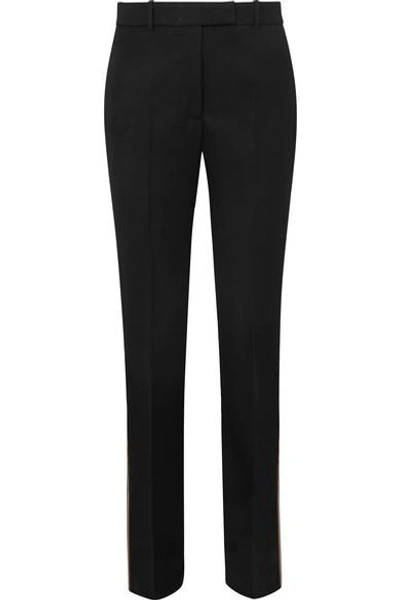 Calvin Klein 205w39nyc Striped Wool-twill Straight-leg Trousers In Black