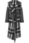 Stella Mccartney Hooded Checked Wool-blend Coat In Gray