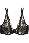 AGENT PROVOCATEUR Essie satin-trimmed Leavers lace and stretch-tulle underwired bra