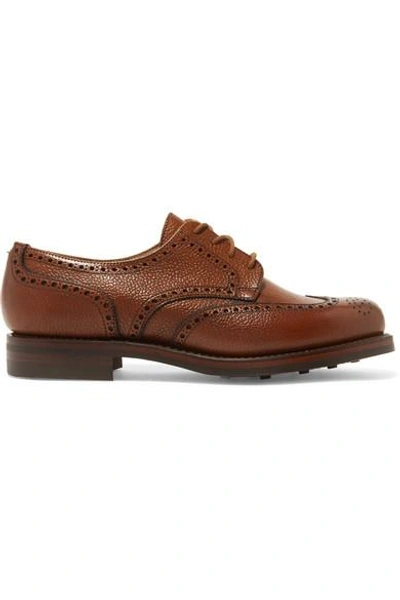 James Purdey & Sons Textured-leather Brogues In Tan
