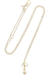 MELISSA JOY MANNING 14-karat gold, Herkimer diamond and pearl necklace