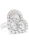 CHOPARD HAPPY DREAMS 18-KARAT WHITE GOLD, DIAMOND AND MOTHER-OF-PEARL RING