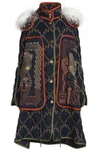 PETER PILOTTO WOMAN SHEARLING-TRIMMED EMBROIDERED SHELL HOODED COAT NAVY,AU 14693524283949426