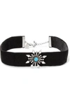 DANNIJO WOMAN DEL VELVET, OXIDIZED SILVER-PLATED AND SWAROVSKI CRYSTAL CHOKER BLACK,GB 1016843420043383