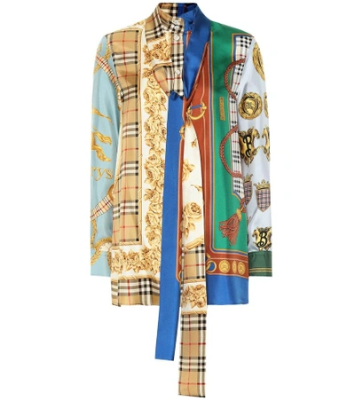 Burberry Shelduck Archive Scarf-print Tie-neck Mulberry Silk Blouse In Multicoloured