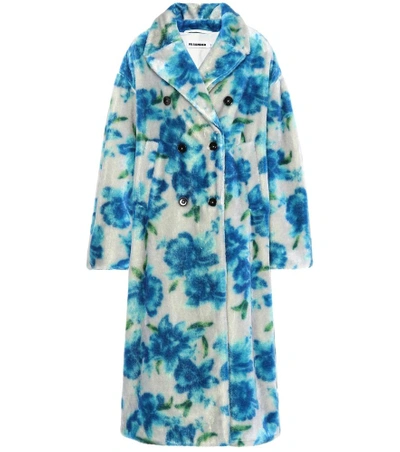 Jil Sander Double-breasted Floral-print Mohair And Cotton-blend Coat In Multicolor
