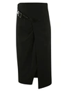 Givenchy Wool Cross-over Mid-length Skirt In Black