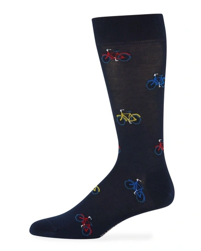 Marcoliani Intarsia Pima Cotton-blend Socks - Navy - One Siz