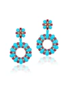 ANDREOLI 18K WHITE GOLD, TURQUOISE, DIAMOND & RUBY EARRINGS,PROD216140081