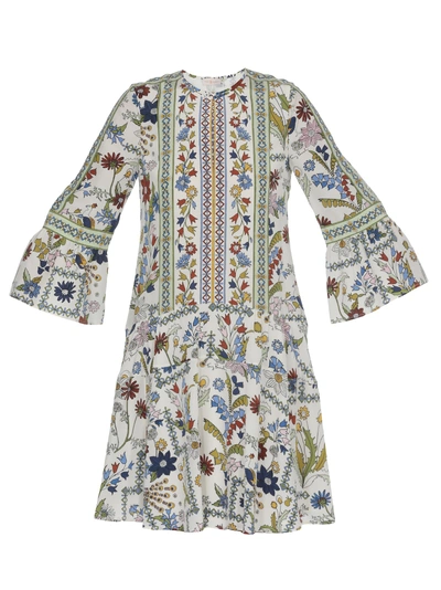 Tory Burch Daphne Printed Silk Mini Dress In Ivory Mead