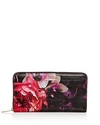TED BAKER SPLENDOUR FLORAL LEATHER CONTINENTAL WALLET,XC8W-XL88-VIOLA