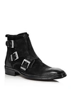 KARL LAGERFELD MEN'S BUCKLED LEATHER ANKLE BOOTS,LF8A4079