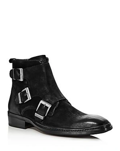 Karl Lagerfeld Men's Buckled Leather Ankle Boots In Black