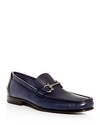 FERRAGAMO MEN'S FIORDI LEATHER MOC-TOE LOAFERS,0703744