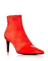Rag & Bone Beha Suede And Patent Leather Ankle Booties In Orange Patent Leather/suede
