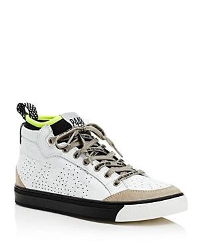 P448 Women's Miamil Socks Leather & Suede Lace-up Trainers In White/ Black