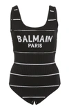 BALMAIN STRIPE LOGO JERSEY BODYSUIT,RF00930K397